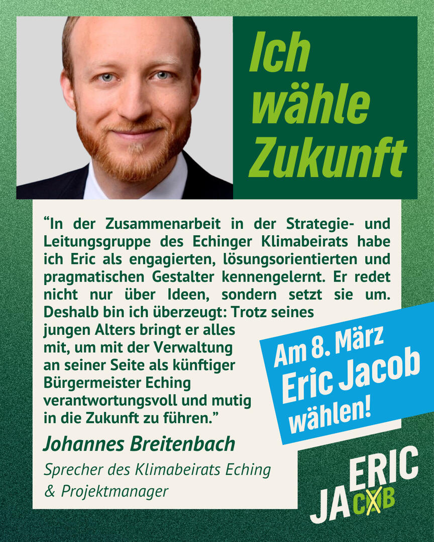 Johannes Breitenbach Sprecher des Klimabeirats Eching & Projektmanager