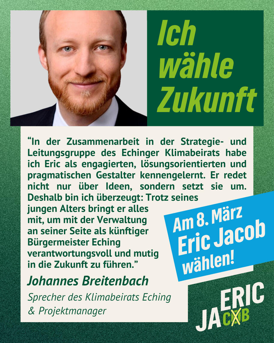 Johannes Breitenbach, Sprecher des Klimabeirats Eching & Projektmanager