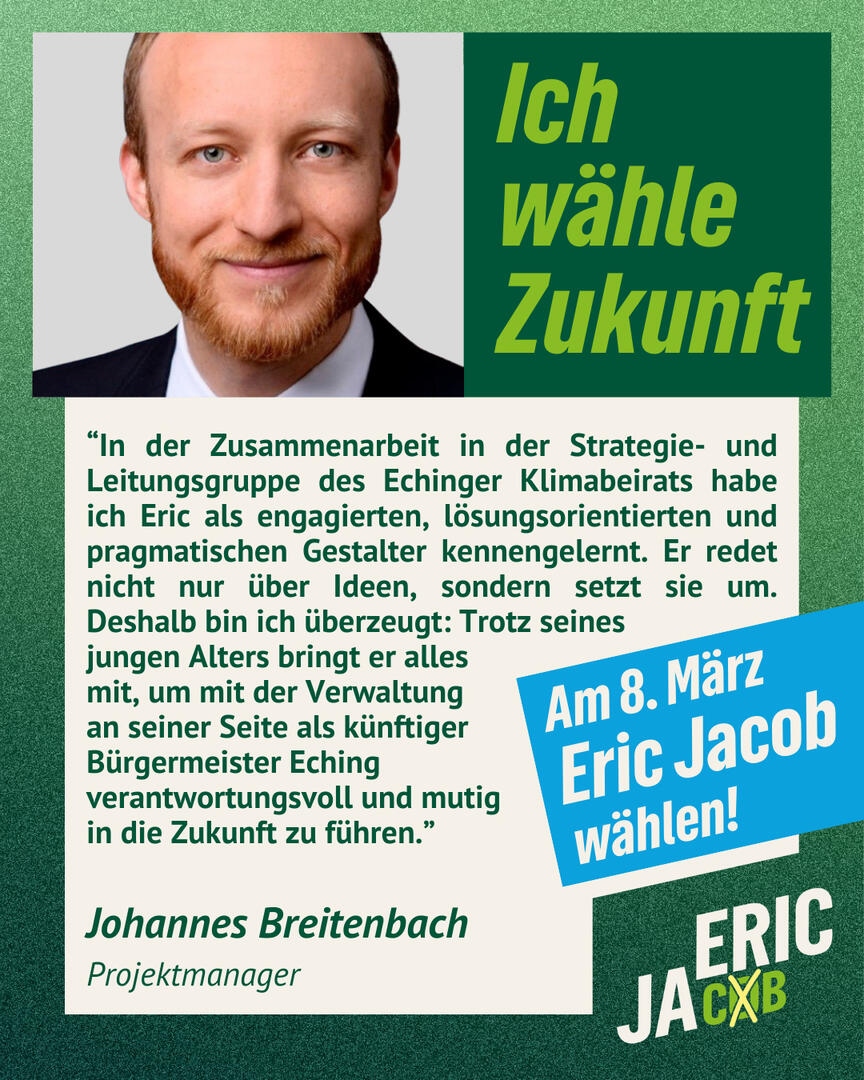 Johannes Breitenbach Sprecher des Klimabeirats Eching & Projektmanager